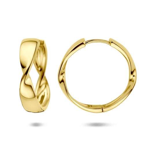 Verguld 925 zilveren klapoorringen 25 mm – Geelgouden creolen