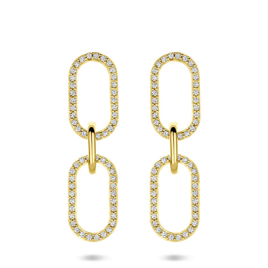 Verguld 925 zilveren oorhangers met zirkonia – 33mm