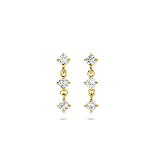 Verguld 925 zilveren oorhangers met zirkonia – 16mm
