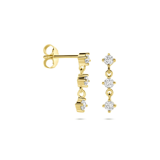 Verguld 925 zilveren oorhangers met zirkonia – 16mm