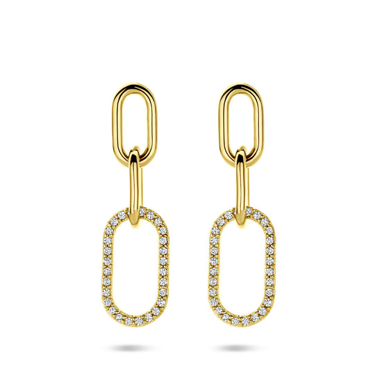 Verguld 925 zilveren oorhangers met zirkonia – 30mm