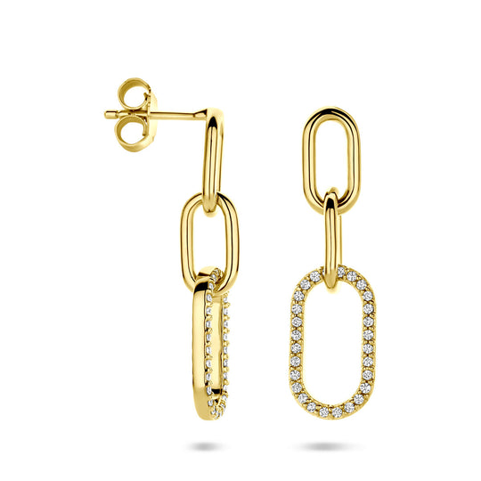 Verguld 925 zilveren oorhangers met zirkonia – 30mm