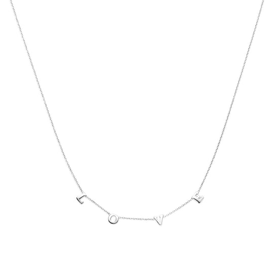 Zilveren Ketting met Love Hanger – 41+5 cm – Gerhodineerd 925