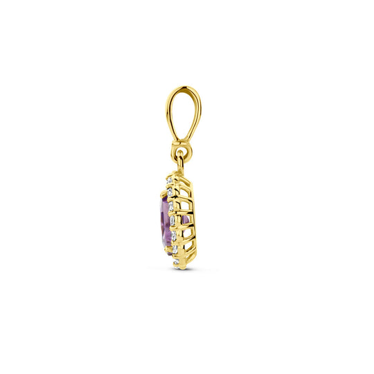 14K Geelgouden Hanger met Februari Geboortesteen Zirkonia – 16mm