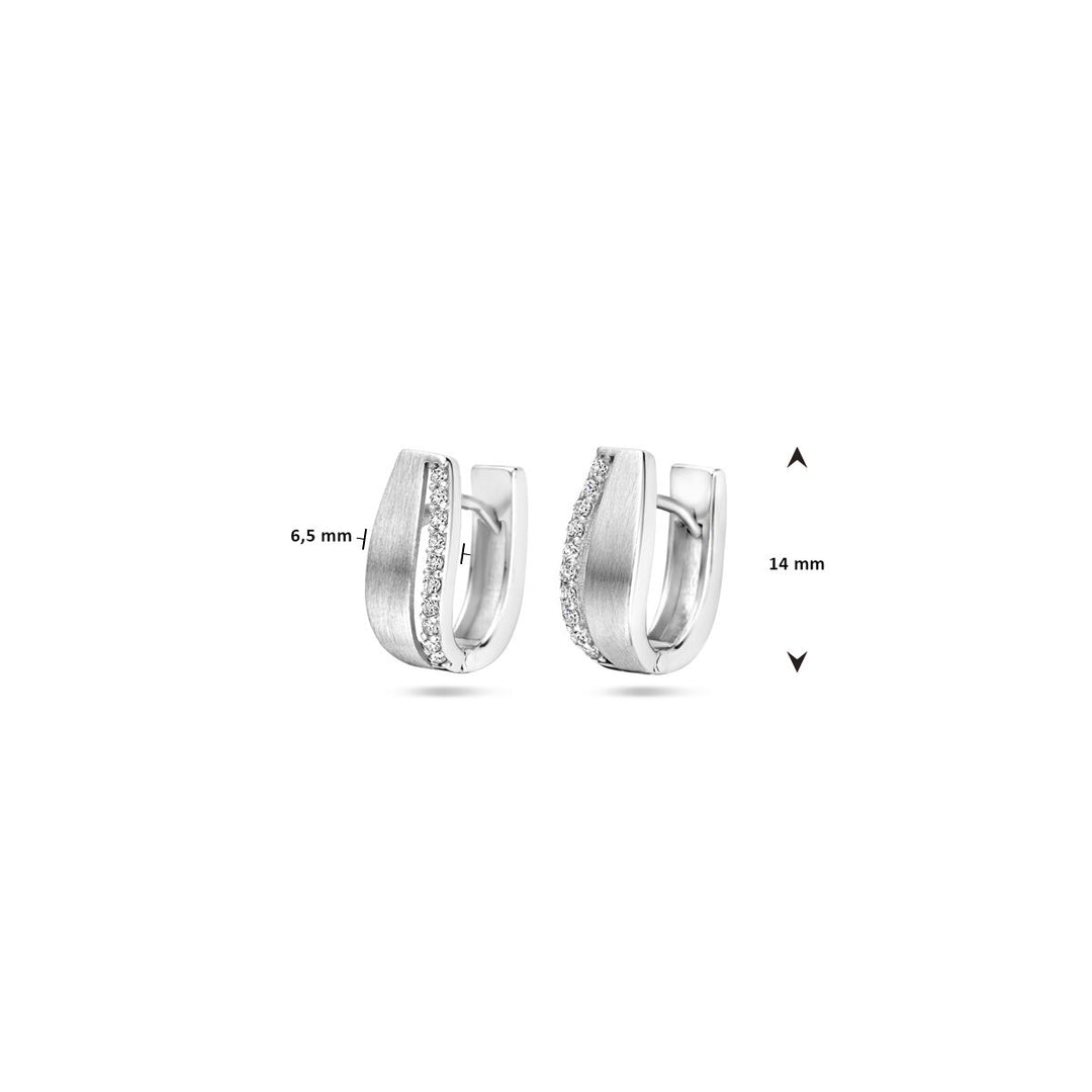 Gerhodineerde 925 Zilveren Klapoorringen met Zirkonia – Elegante Glans en Tijdloze Luxe