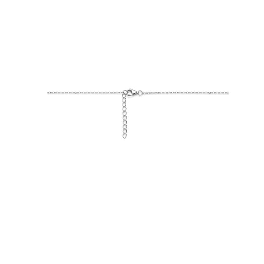 Gerhodineerd 925 Zilveren Collier met Zirkonia - 1.3mm Schakelbreedte | Elegant en Sprankelend Design