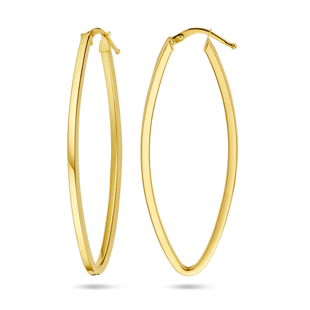 Stijlvolle 14k Geelgouden Oorringen - 52x20mm, 2mm Dikte