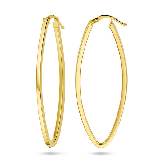 Stijlvolle 14k Geelgouden Oorringen - 52x20mm, 2mm Dikte