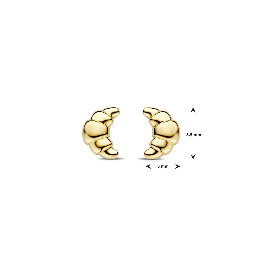 Unieke 14k Geelgouden Oorknoppen in Croissant Vorm - 8.5x6mm
