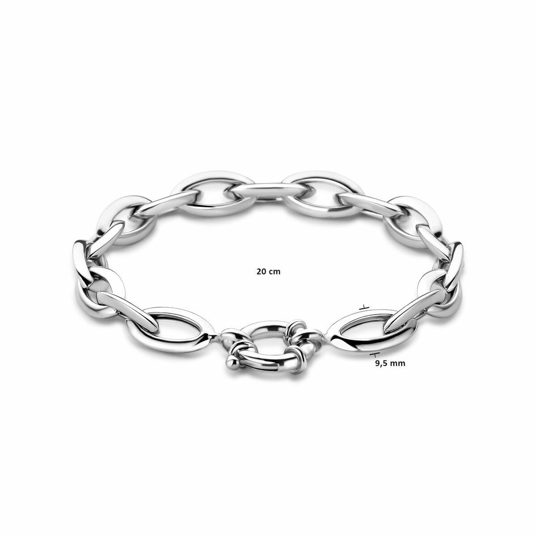Gerhodineerd 925 Zilveren Armband - 9.5mm Schakelbreedte en 20cm Draaglengte