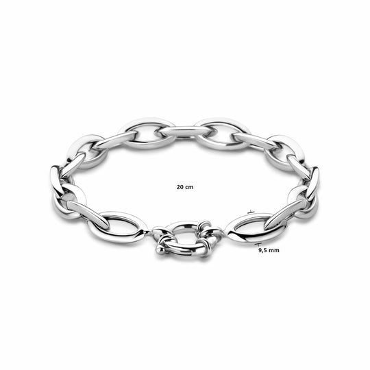 Gerhodineerd 925 Zilveren Armband - 9.5mm Schakelbreedte en 20cm Draaglengte