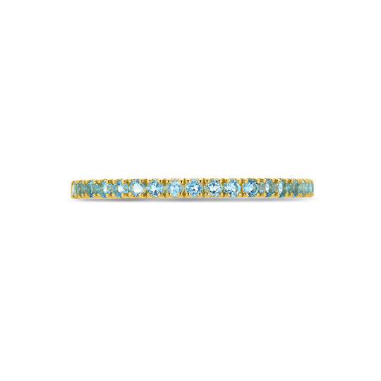 14K Geelgouden Ring met Blauw Topaas Geboortesteen - December