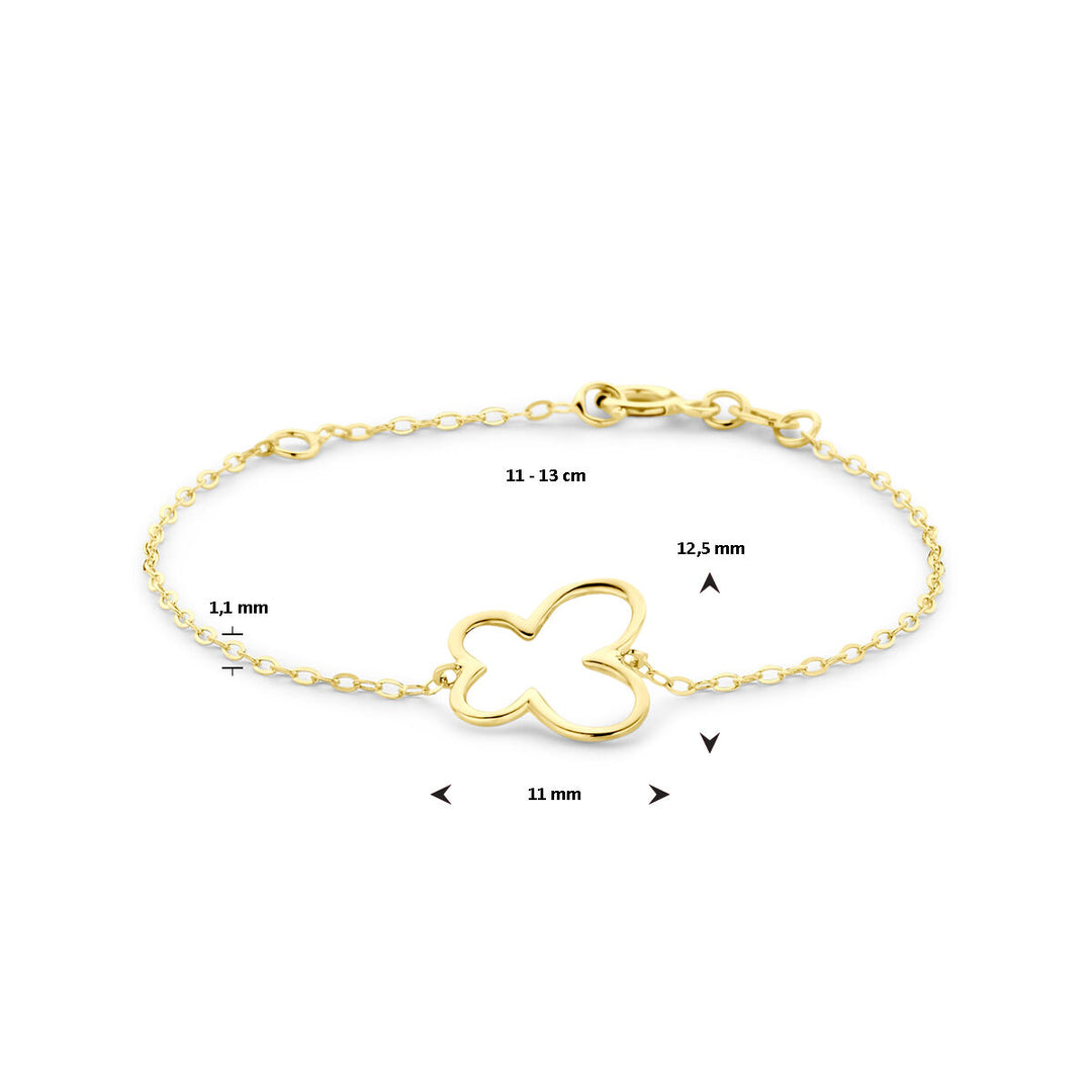 14k Geelgouden Armband met Vlinder - Verstelbare Draaglengtes (11-13 cm)