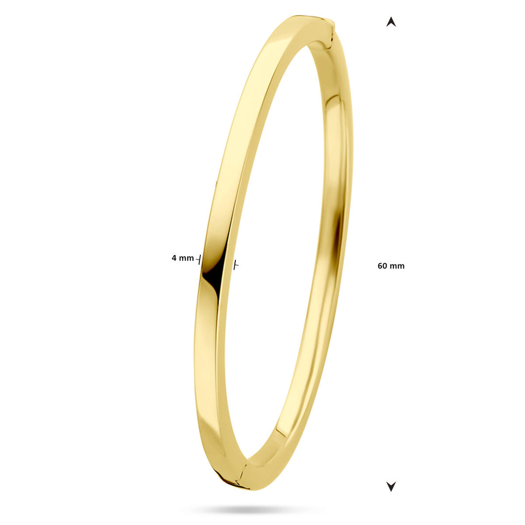 14k Geelgouden Bangle – Tijdloze Elegantie met een Totale Diameter van 60 mm