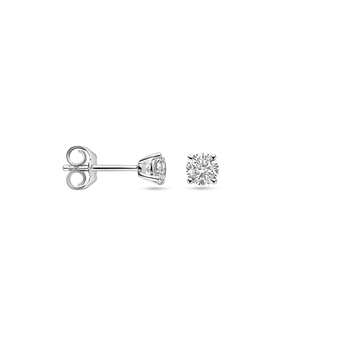 Verfijnde 14k Witgouden Oorknoppen met Lab Grown Diamant - 4mm, 0.5ct Diamantgewicht