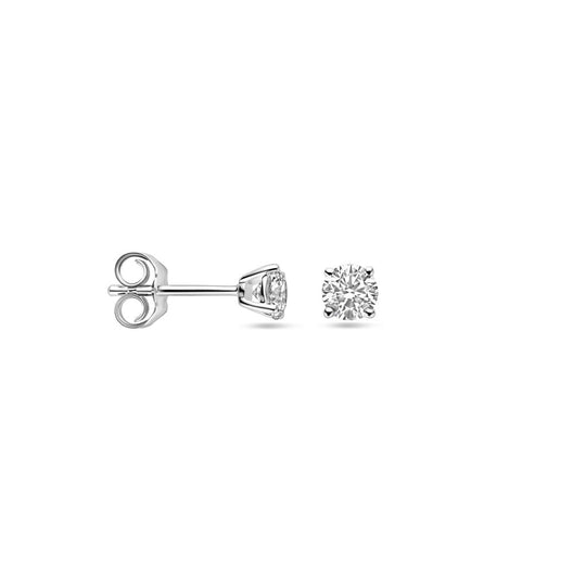 Verfijnde 14k Witgouden Oorknoppen met Lab Grown Diamant - 4mm, 0.5ct Diamantgewicht
