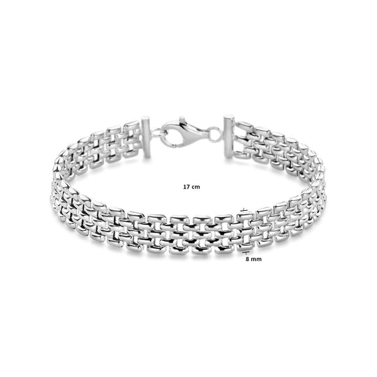 Gerhodineerd 925 Zilveren Armband met Panter Schakel - 8mm en 17cm Draaglengte | Stijlvol en Duurzaam