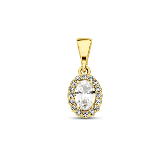 14K Geelgouden Hanger met April Geboortesteen Zirkonia – 16mm