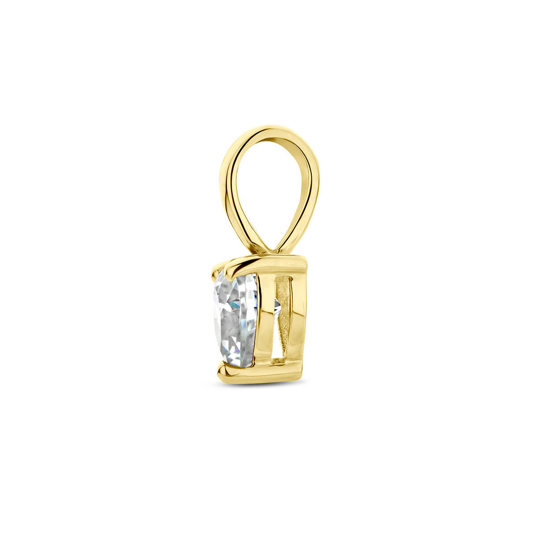 14K Geelgouden Hart Hanger met April Geboortesteen – 9,5mm