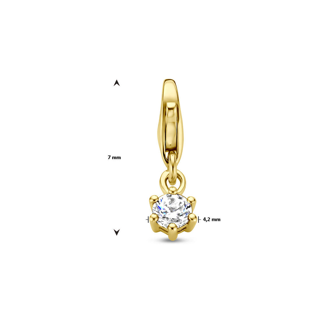 14K Geelgouden Slotbedel met April Geboortesteen – 15,5mm