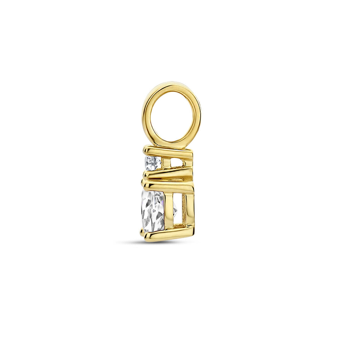 14K Geelgouden Hanger met April Geboortesteen & Diamant 0.02ct – 10,5mm