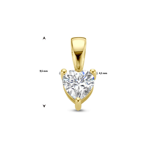 14K Geelgouden Hart Hanger met April Geboortesteen – 9,5mm