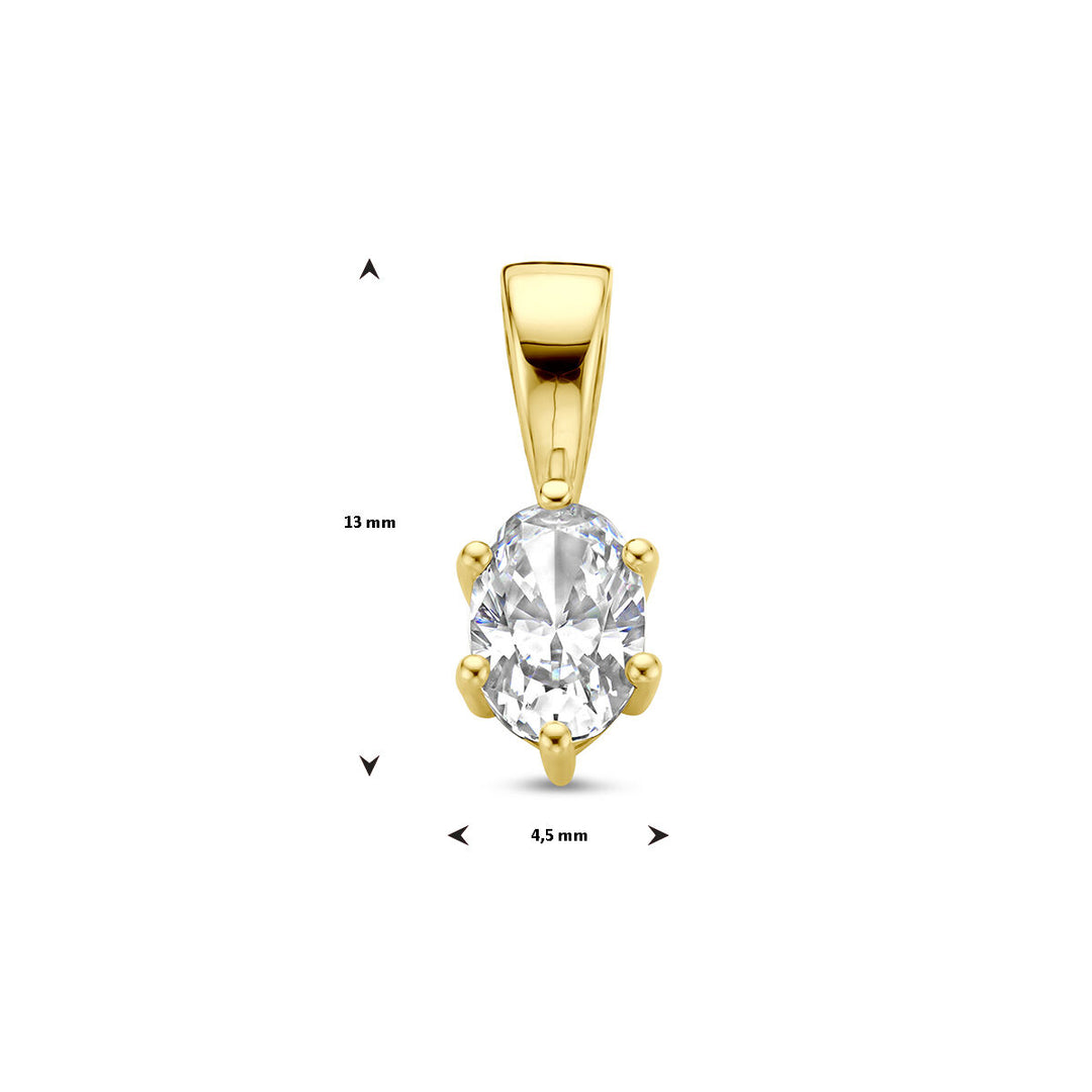 14K Geelgouden Hanger met April Geboortesteen – 13x4,5mm