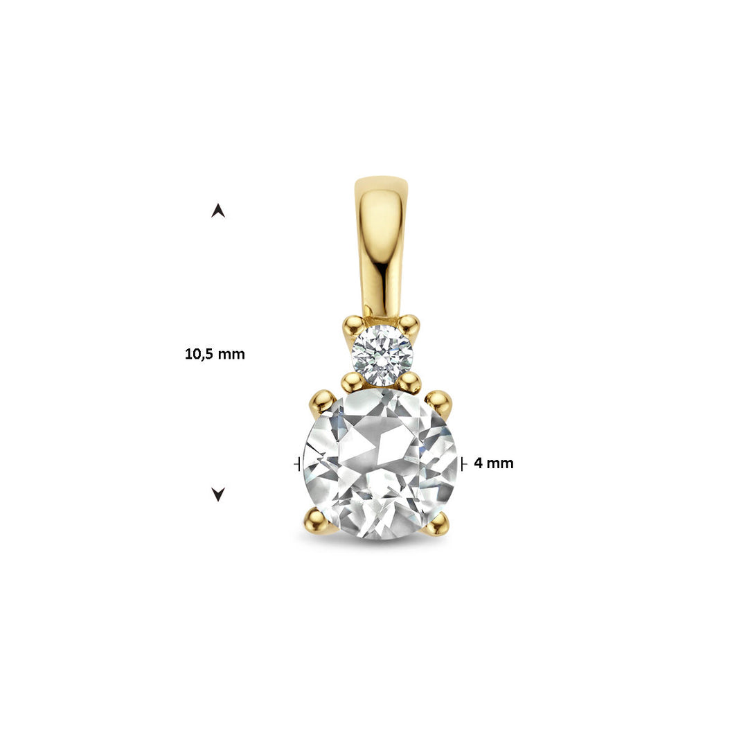 14K Geelgouden Hanger met April Geboortesteen & Diamant 0.02ct – 10,5mm