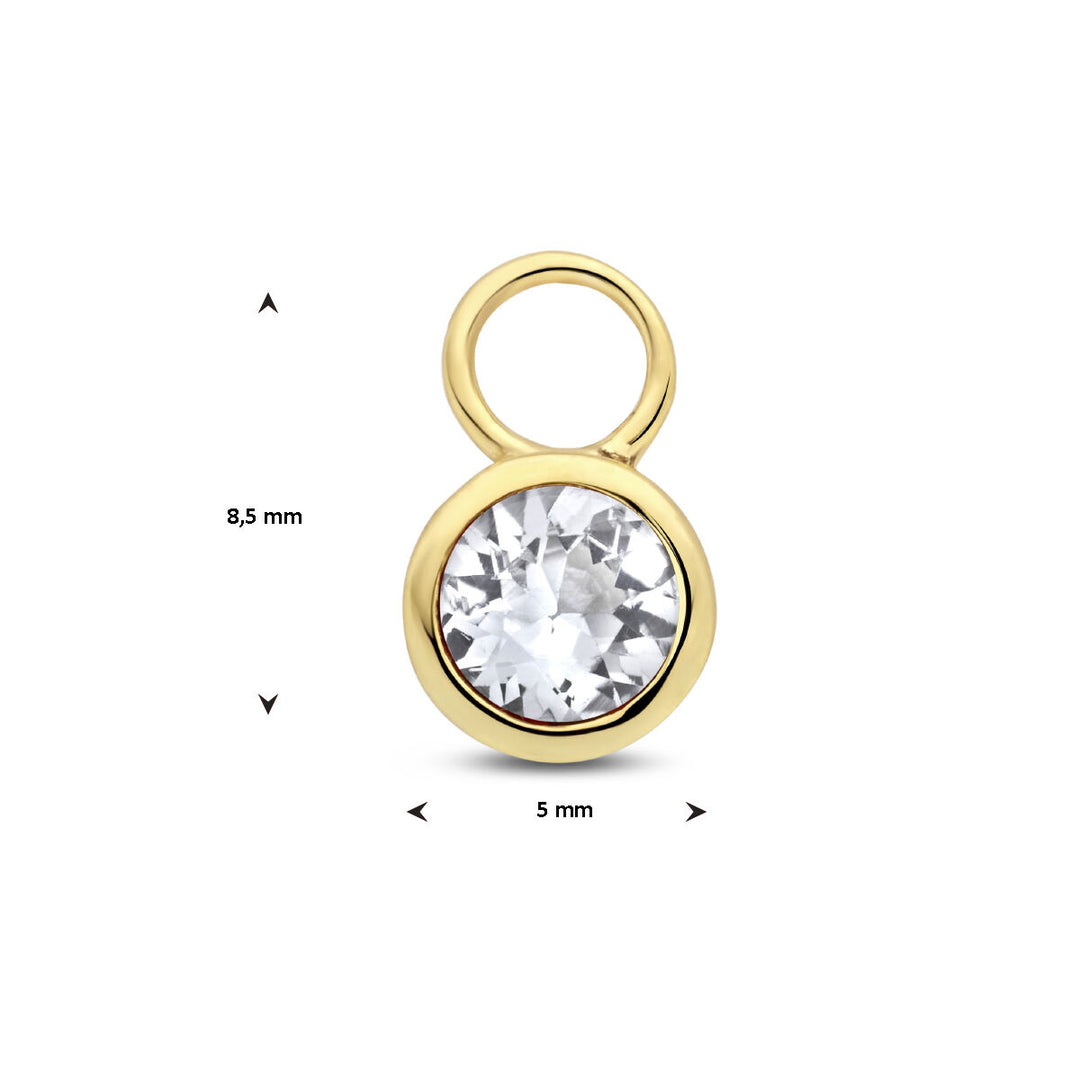 14K Geelgouden Oorringhanger April Geboortesteen 8,5x6mm – Per Stuk