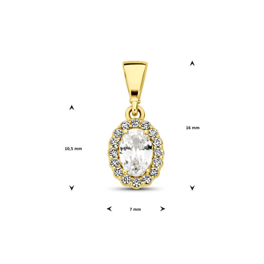 14K Geelgouden Hanger met April Geboortesteen Zirkonia – 16mm