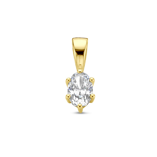 14K Geelgouden Hanger met April Geboortesteen – 13x4,5mm