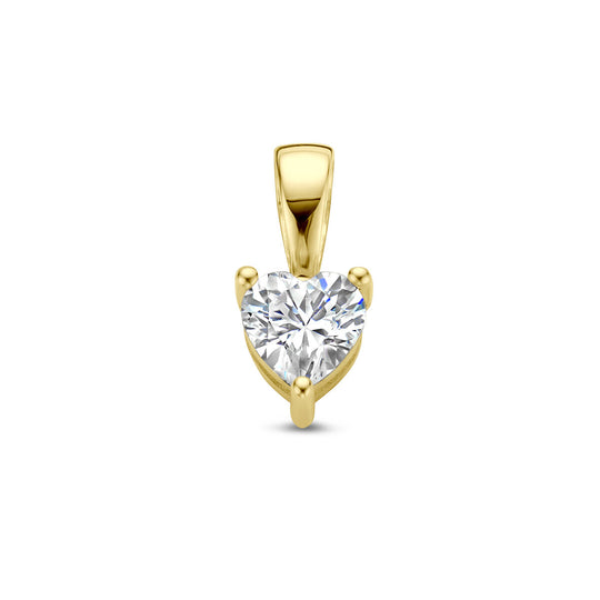 14K Geelgouden Hart Hanger met April Geboortesteen – 9,5mm