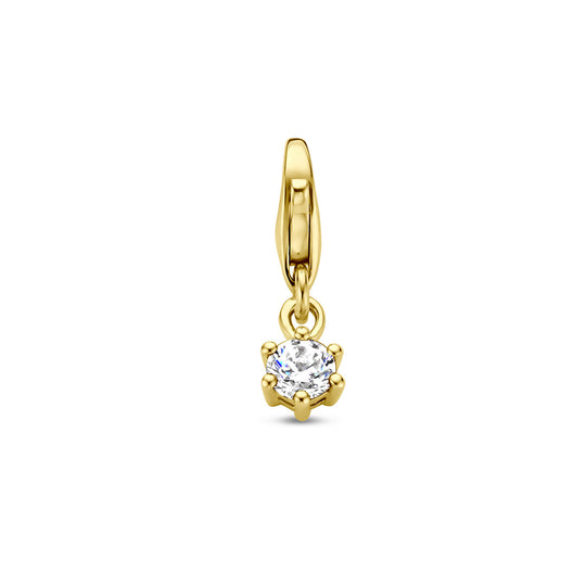 14K Geelgouden Slotbedel met April Geboortesteen – 15,5mm