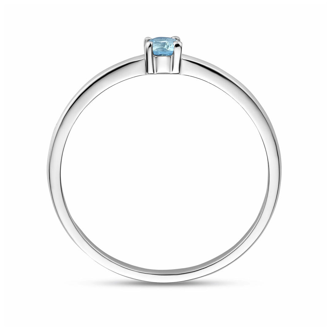 925 Zilveren Ring Maart Aquamarijn Geboortesteen 3mm