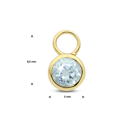 14K Geelgouden Oorringhanger Maart Geboortesteen 8,5x6mm – Per Stuk