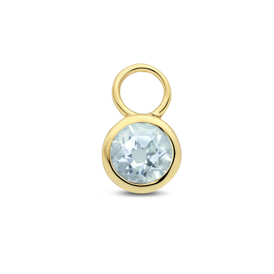 14K Geelgouden Oorringhanger Maart Geboortesteen 8,5x6mm – Per Stuk