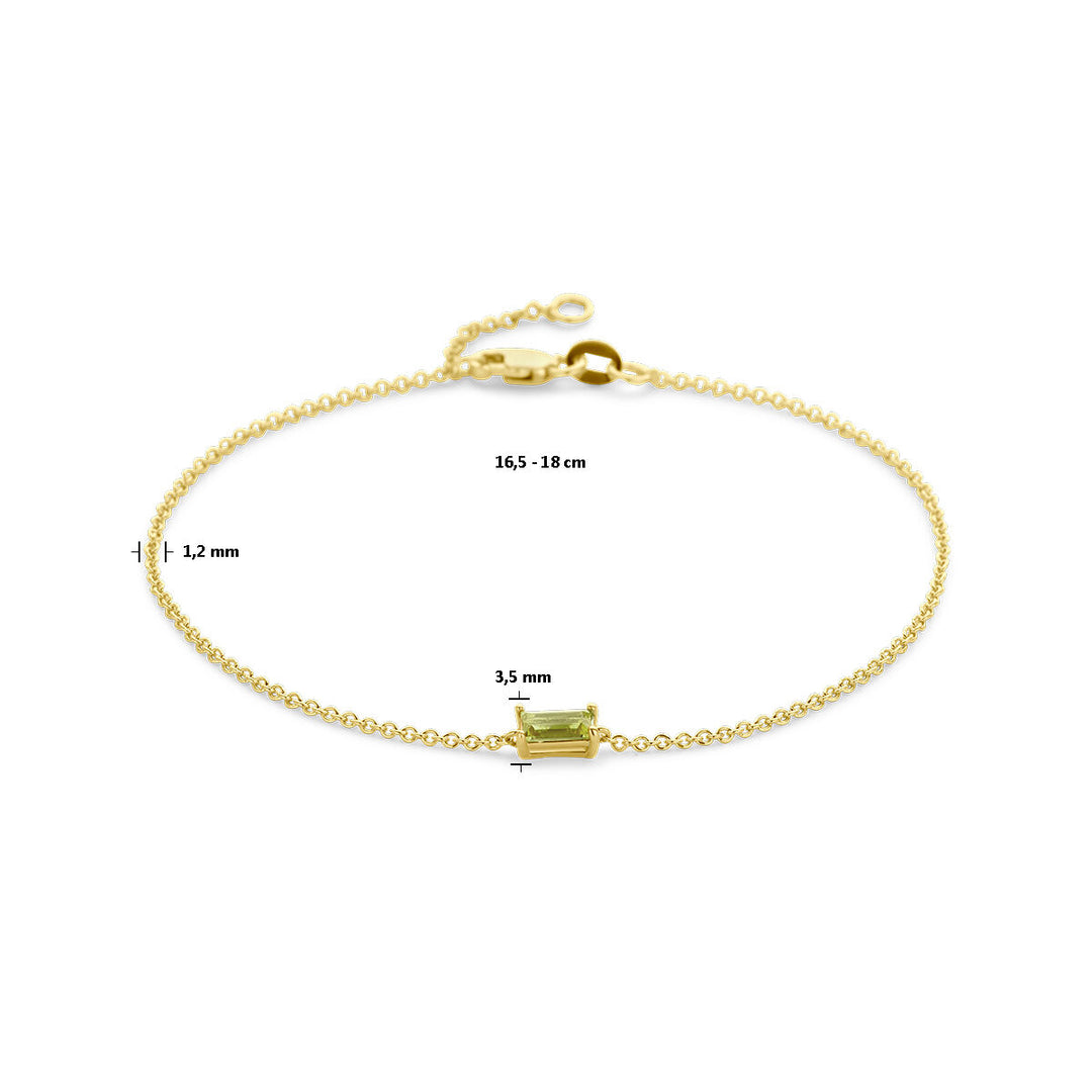 14k Geelgouden Armband met Peridot – 16,5-18 cm