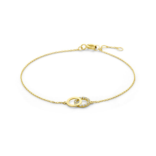 14k Geelgouden Anker Armband met Zirkonia – 16,5-18,5 cm