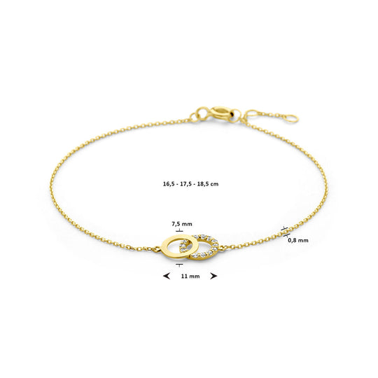 14k Geelgouden Anker Armband met Zirkonia – 16,5-18,5 cm