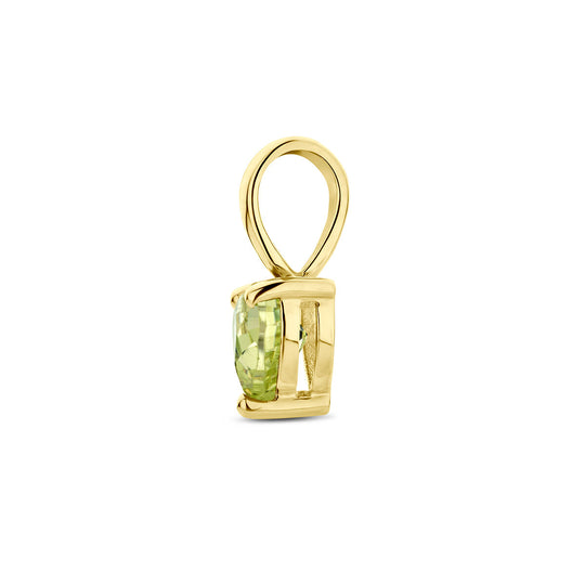 14K Geelgouden Hart Hanger met Augustus Geboortesteen – 9,5mm