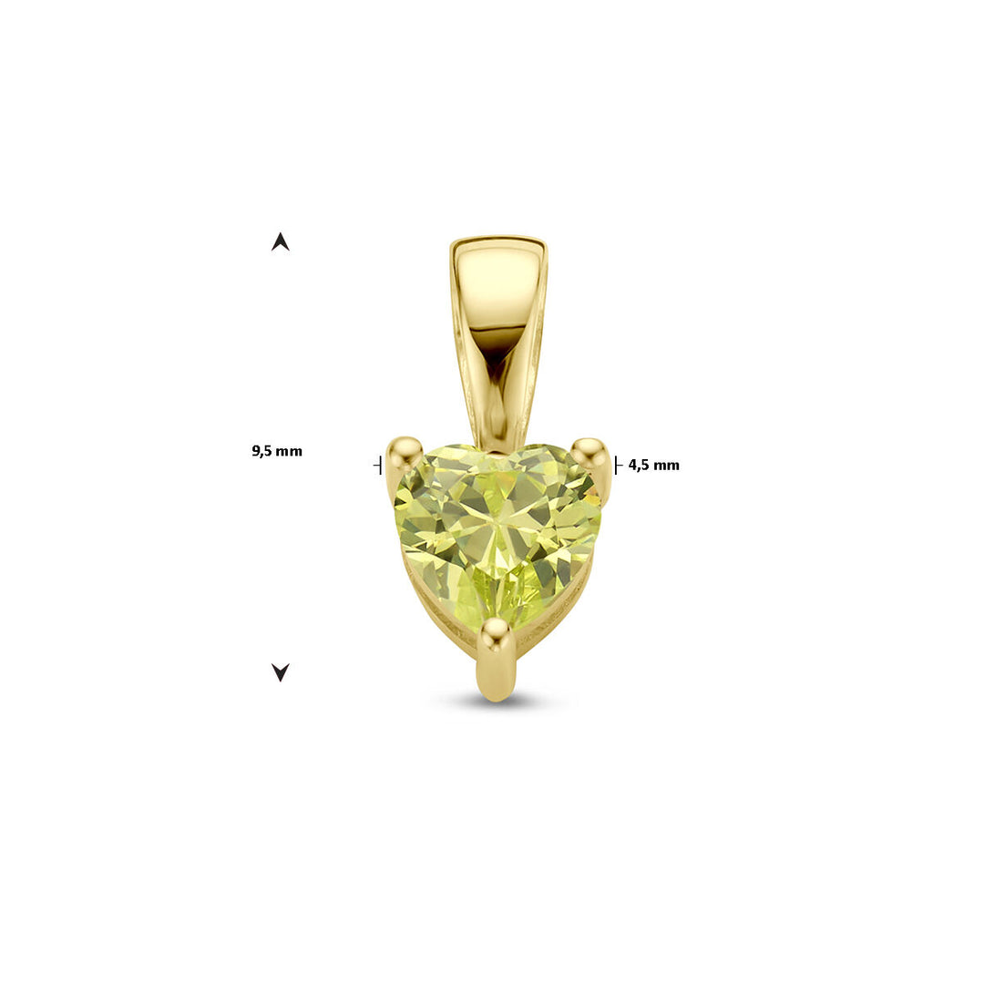 14K Geelgouden Hart Hanger met Augustus Geboortesteen – 9,5mm