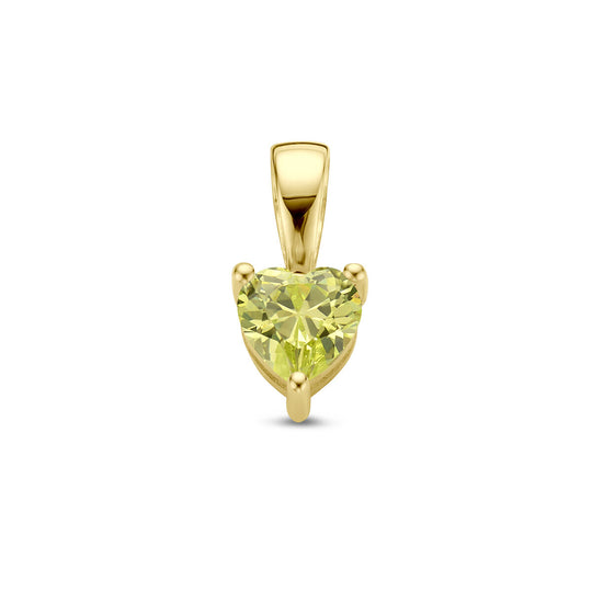 14K Geelgouden Hart Hanger met Augustus Geboortesteen – 9,5mm