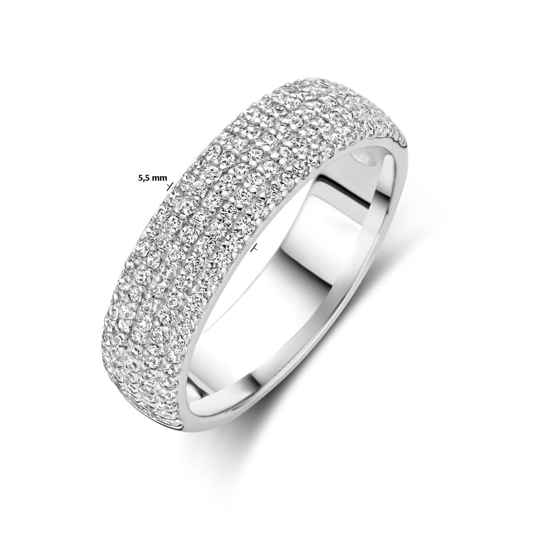 Elegant Gerhodineerd 925 Zilveren Ring met Zirkonia – 5.5 mm Breed