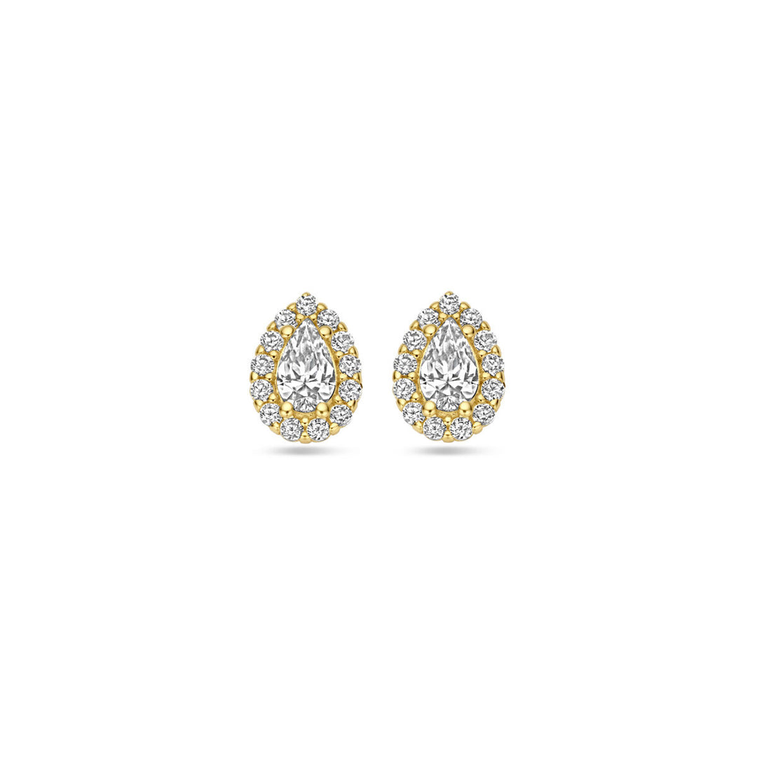 Verfijnde 14k Geelgouden Oorknoppen met Zirkonia - 8x5.5mm