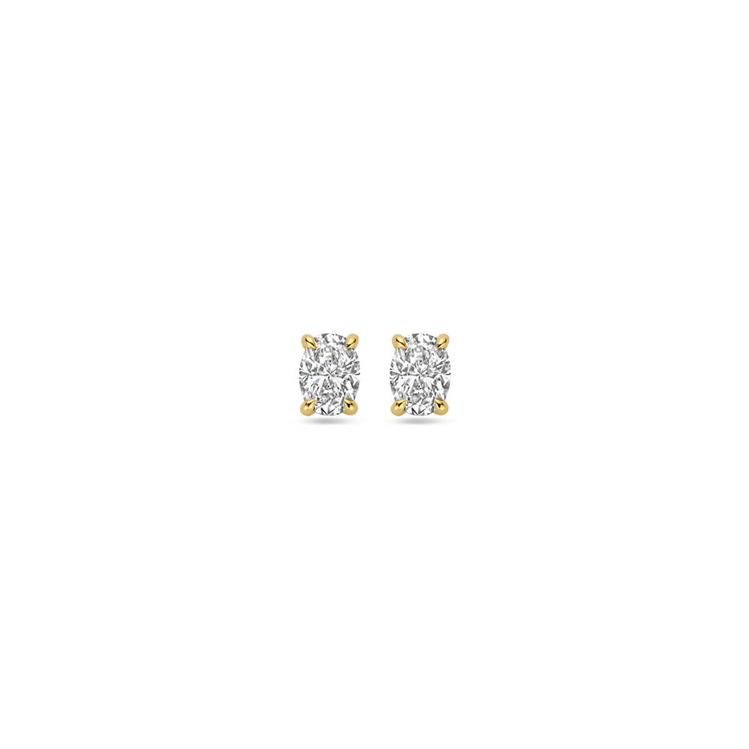 Stijlvolle 14k Geelgouden Oorknoppen met Lab Grown Diamant - 5x3.5mm