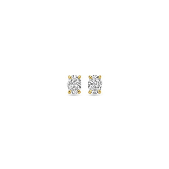 Stijlvolle 14k Geelgouden Oorknoppen met Lab Grown Diamant - 5x3.5mm