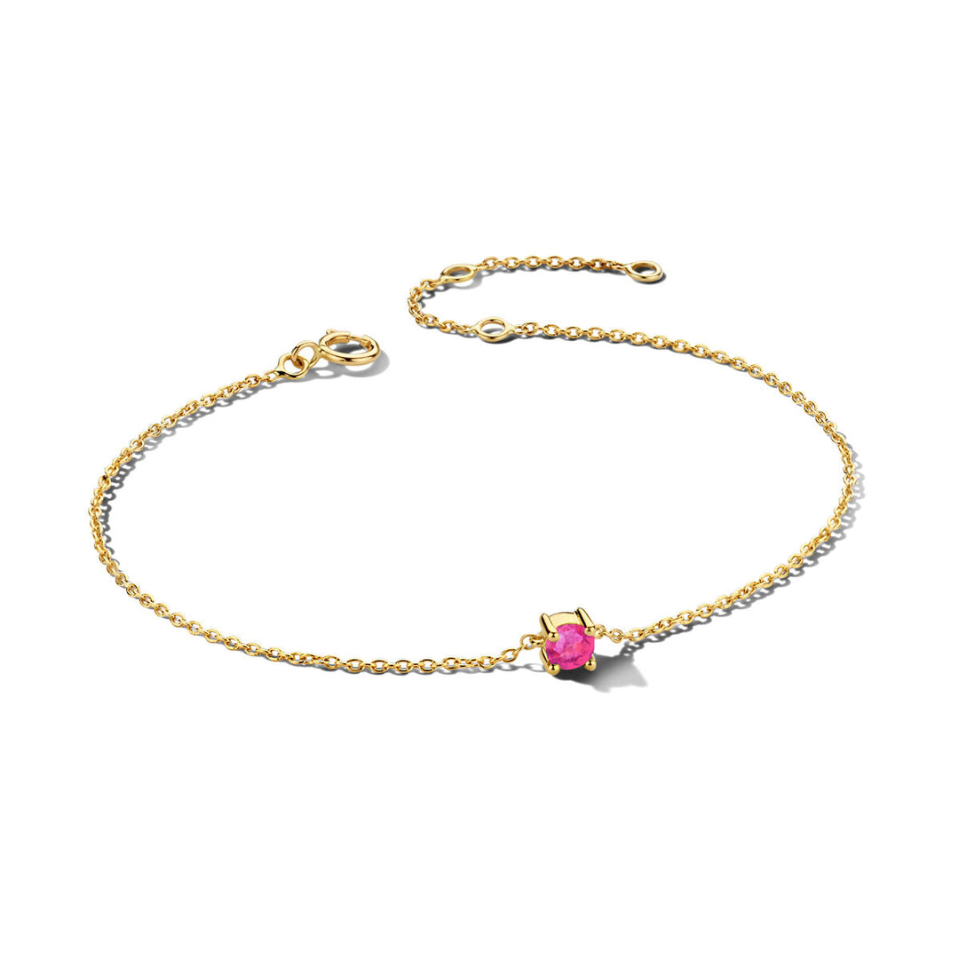 14k Geelgouden Armband met Geboortesteen – 15,5/17/18,5 cm