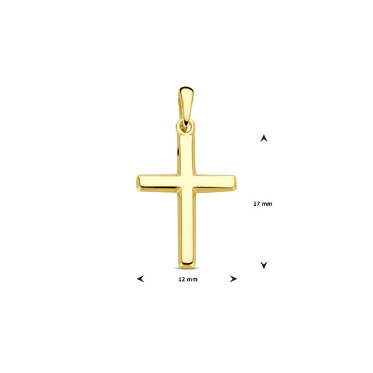14k Geelgouden Hanger in Kruisvorm - Totale Hoogte 23mm