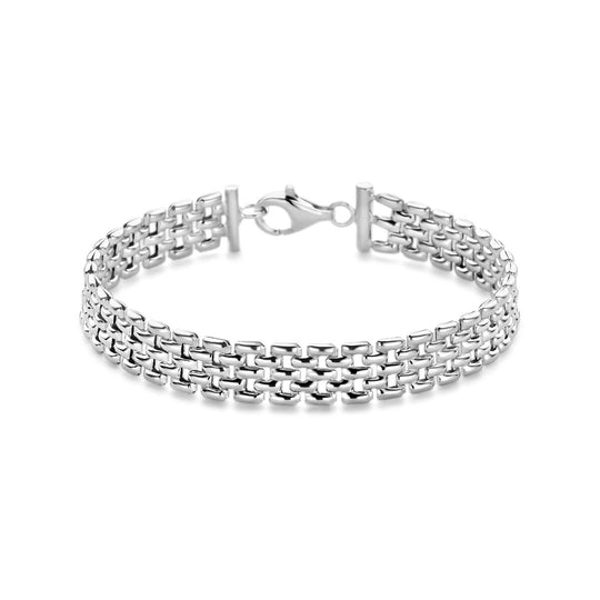 Gerhodineerd 925 Zilveren Armband met Panter Schakel - 8mm en 19cm Draaglengte | Elegant en Trendy