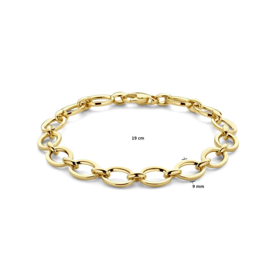 14k Geelgouden Armband met Karabijnsluiting - 19cm Draaglengte en 9mm Schakelbreedte